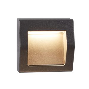 Ankle small 4w LED recessed outdoor wall light in dark grey on white background