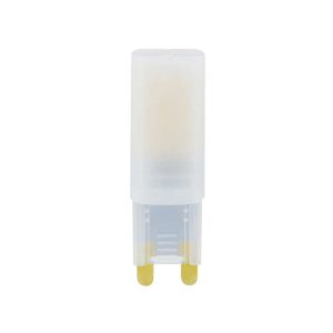 Frosted 3w warm white non-dimmable LED bulb with a G9 base.