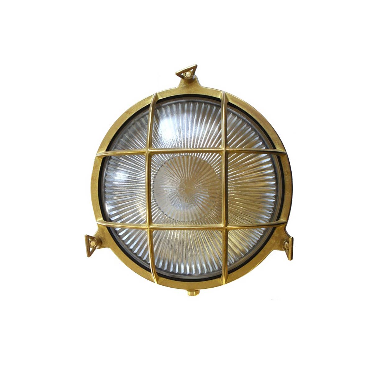 Large Porthole Bulkhead Light in Solid Natural Brass IP64