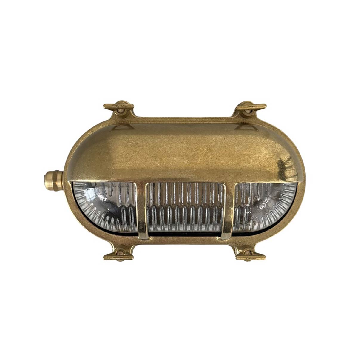 Oval Eyelid Bulkhead Light in Solid Natural Brass IP64