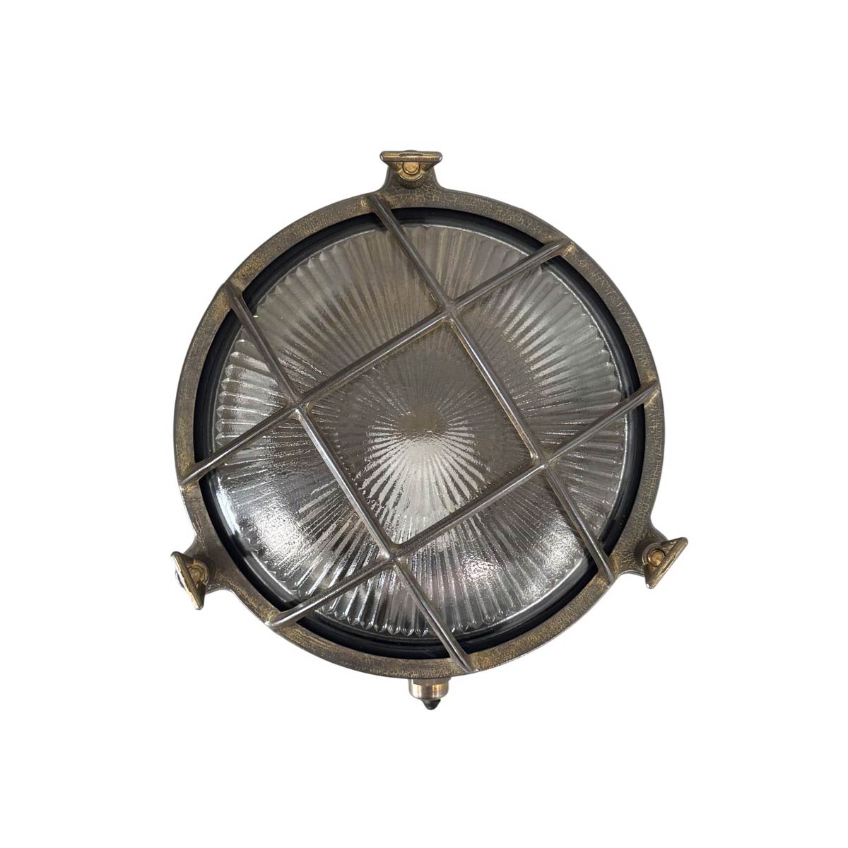 Small Porthole Bulkhead Light in Solid Antique Brass IP64