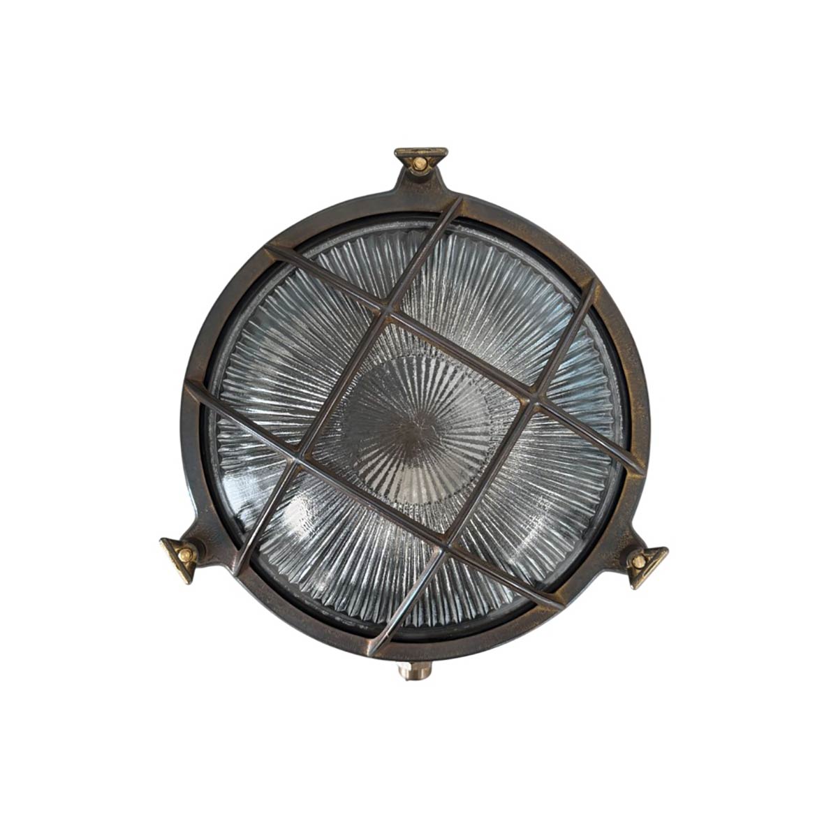 Large Porthole Bulkhead Light in Solid Antique Brass IP64