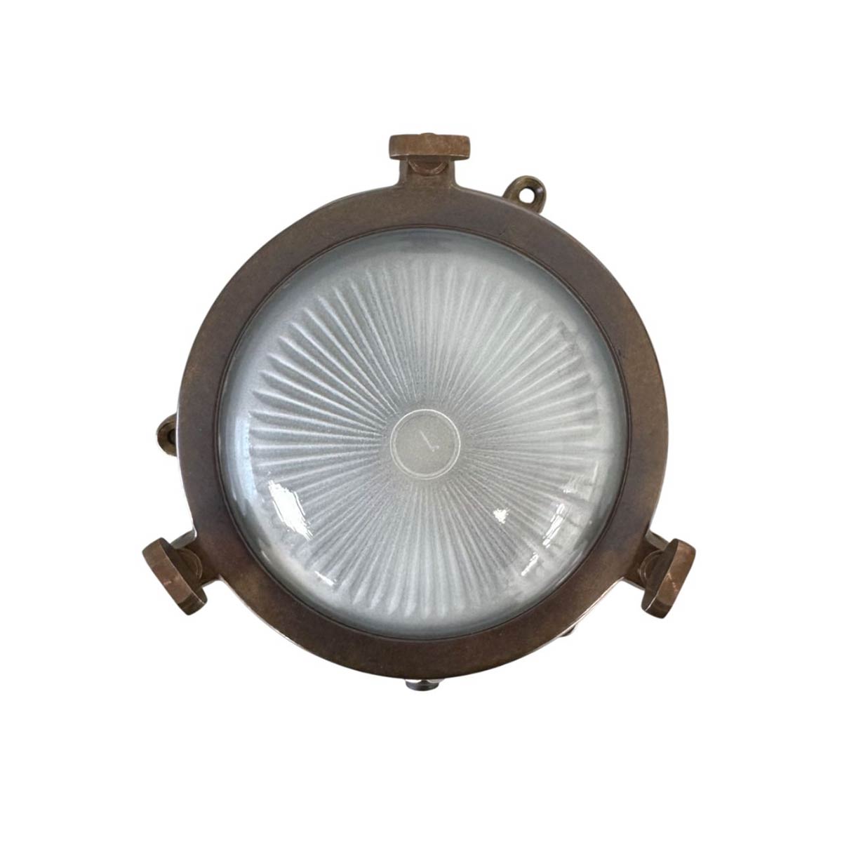 Mini Compass Bulkhead Light in Solid Antique Brass IP44