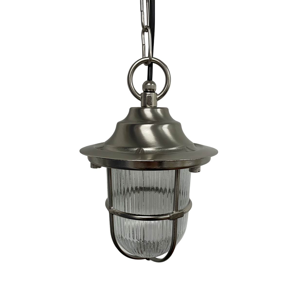 Solid Brass Porch Chain Lantern with Guard Satin Nickel IP54