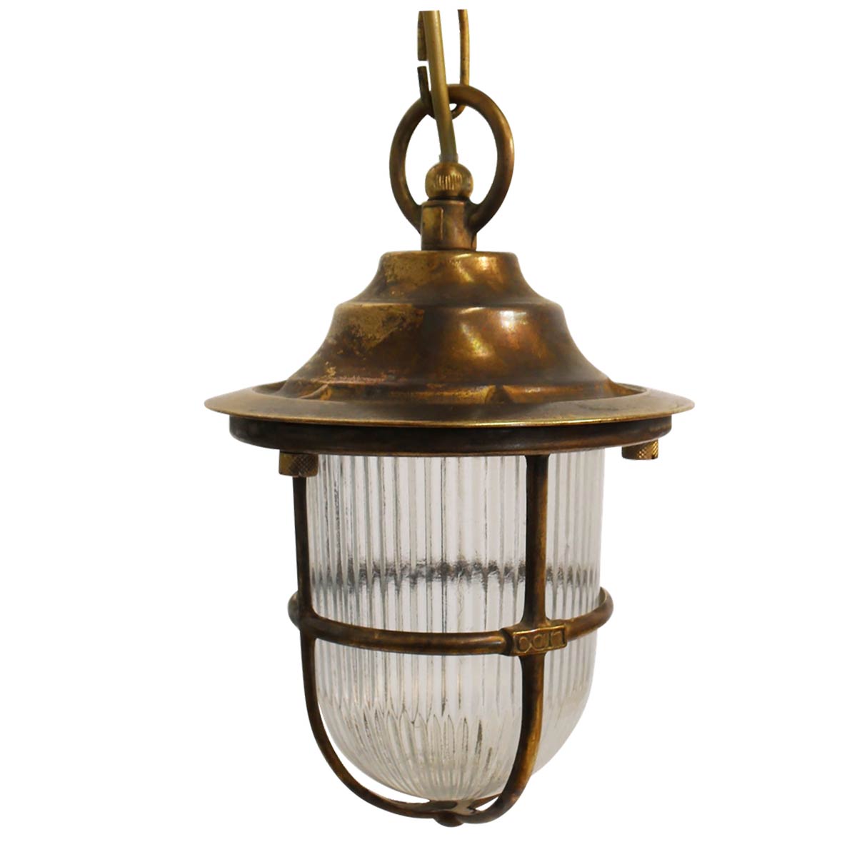 Solid Antique Brass Porch Chain Lantern with Guard IP54