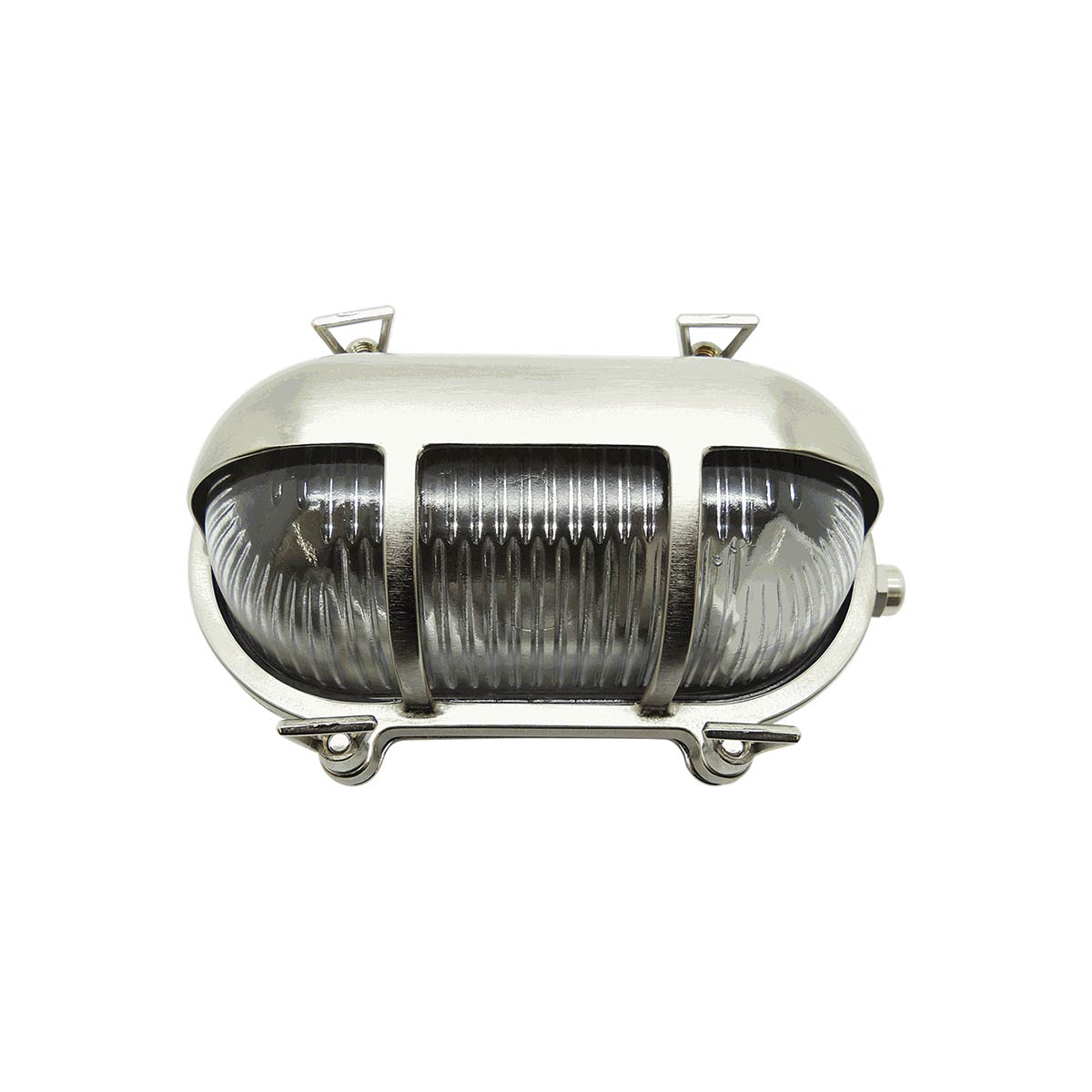 Oval Eyelid Bulkhead Light in Nickel Plated Solid Brass IP64