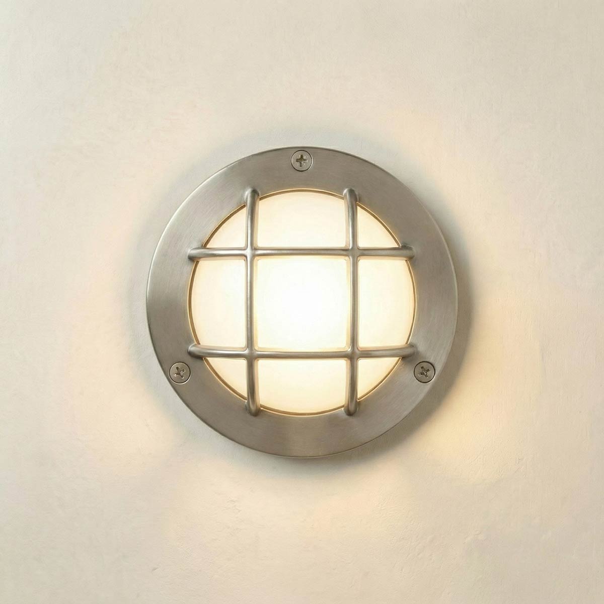 Marina Small Solid Brass Bulkhead Path Light in Nickel IP64