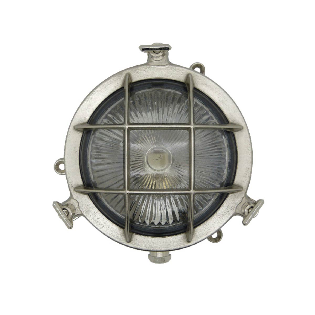 Mini Compass Guard Bulkhead Light in Satin Nickel IP44