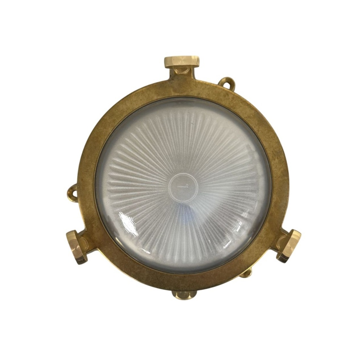 Mini Compass Bulkhead Light in Solid Raw Brass IP44