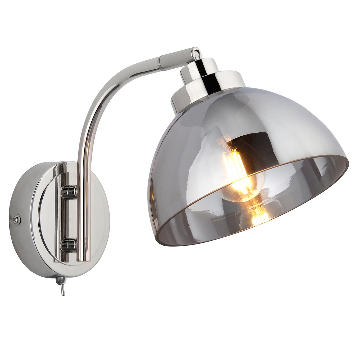 Endon Caspa Single Switched Wall Light Polished Nickel