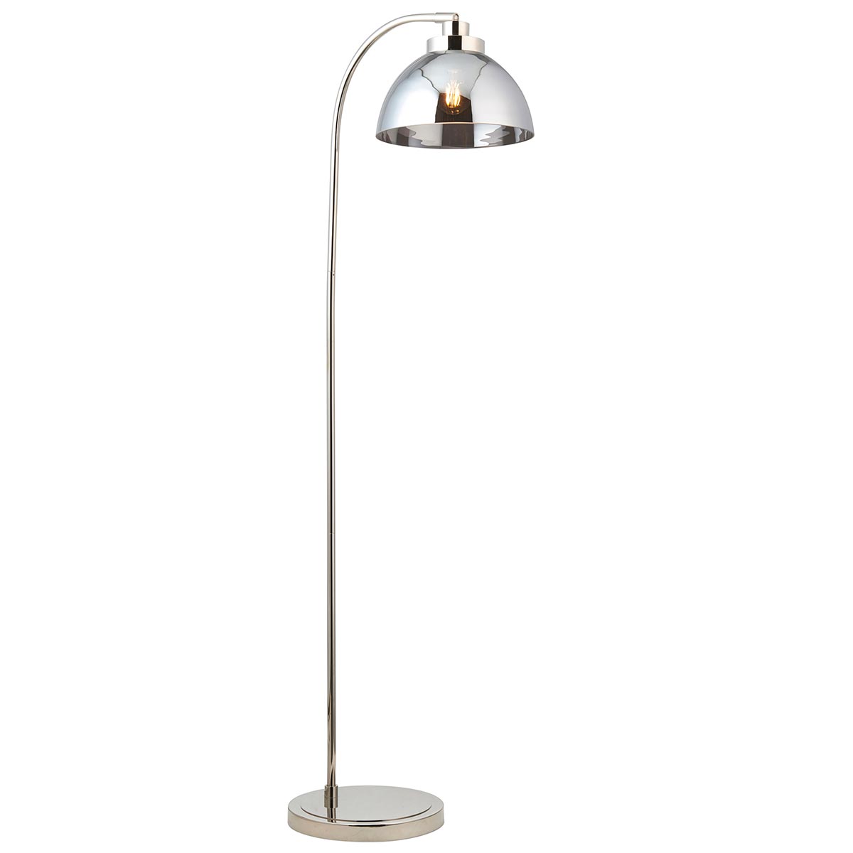 Caspa Polished Nickel Floor Lamp Mirror Smoked Glass