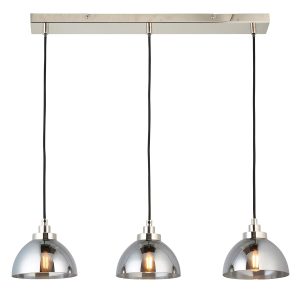 Caspa 3 light bar pendant in polished nickel on white background