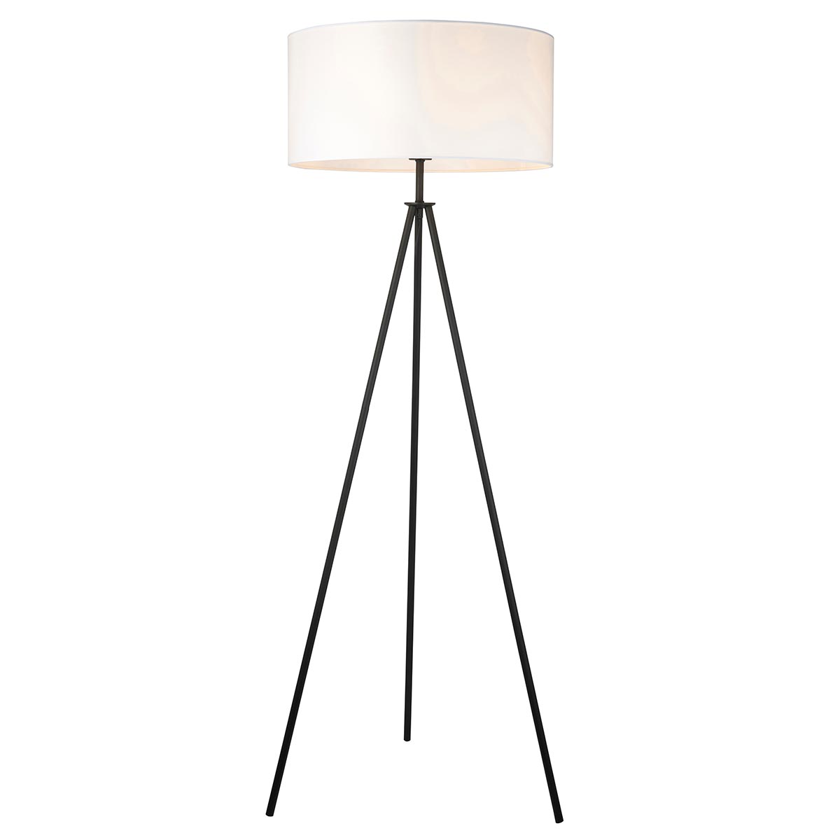 Endon Matt Black Tripod Floor Lamp Vintage White Shade