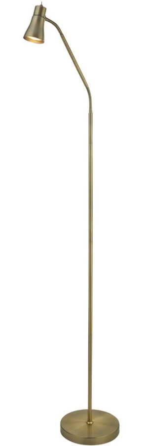 Fusion 1 light adjustable floor reading lamp antique brass full