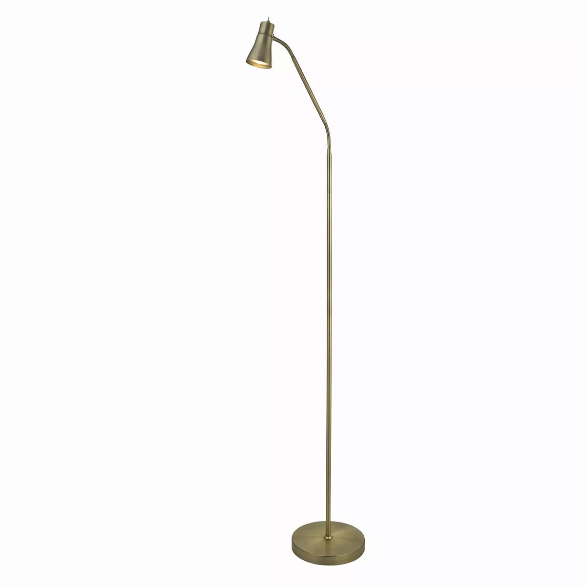 Jolly 1 Light Adjustable Floor Reading Lamp Antique Brass