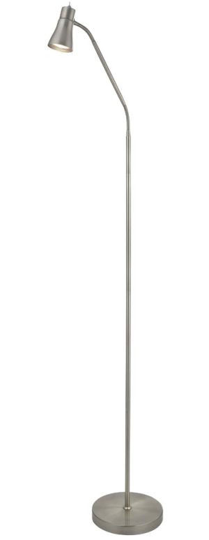 Fusion 1 light adjustable floor reading lamp satin silver full