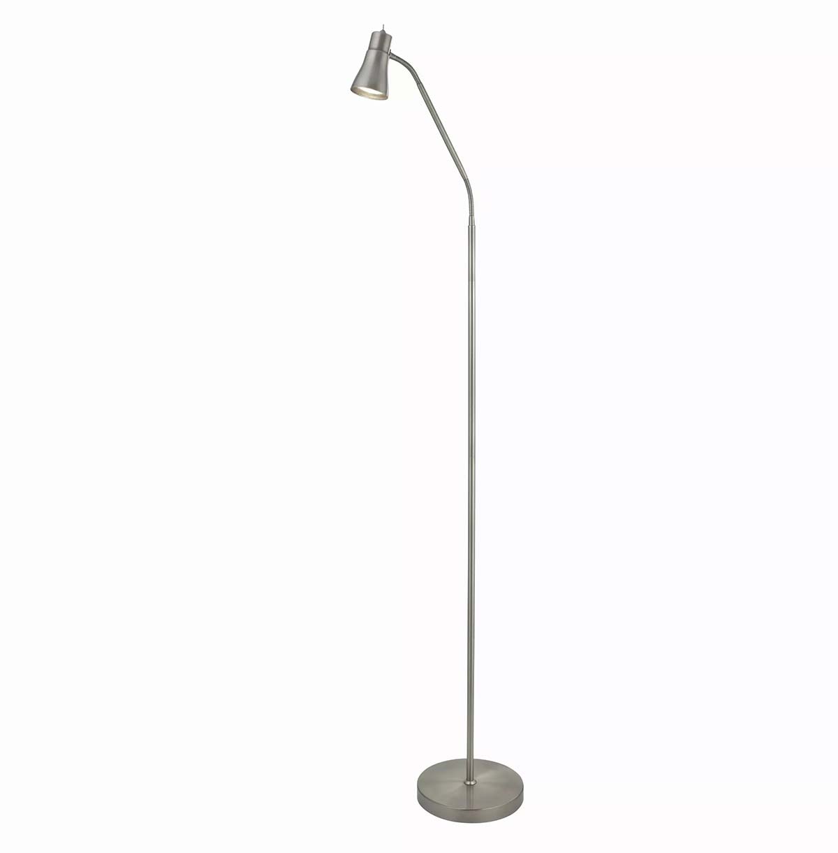 Jolly 1 Light Adjustable Floor Reading Lamp Satin Silver