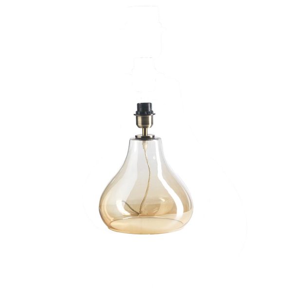 Turua amber glass table lamp base only in antique brass as supplied