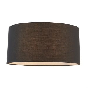 Cylinder 50cm diameter black cotton table or floor lamp shade on white background
