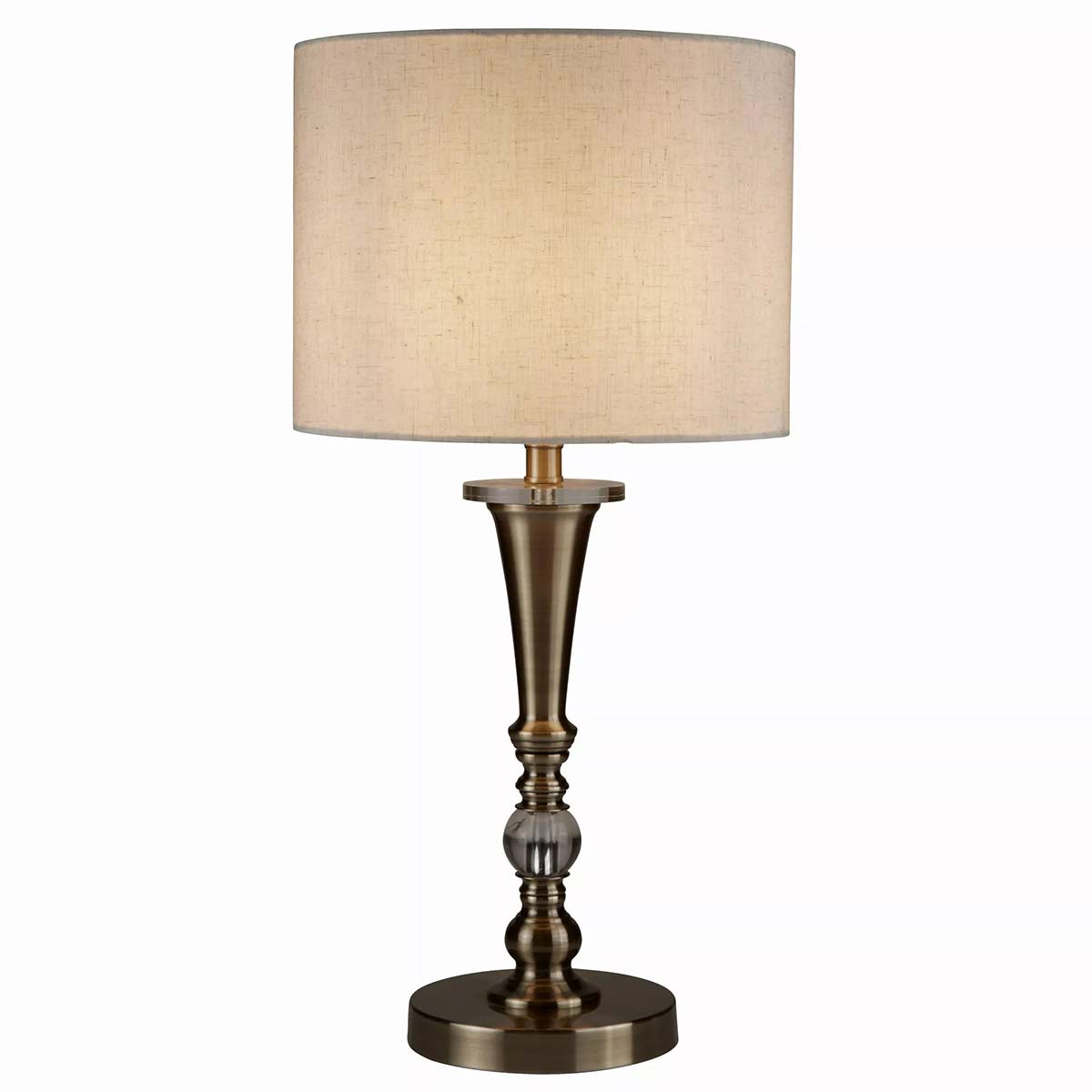 Drum Traditional 1 Light Table Lamp Antique Brass Oatmeal Linen Shade
