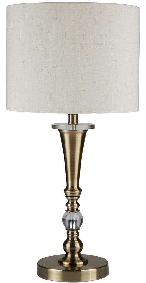 Drum Traditional 1 Light Table Lamp Antique Brass Oatmeal Linen Shade