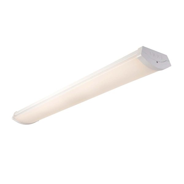 DualLED 4ft CCT fluorescent style batten in matt white, show lit in warm white