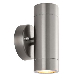 Palin modern 316 stainless steel outdoor up and down wall spot light on white background lit