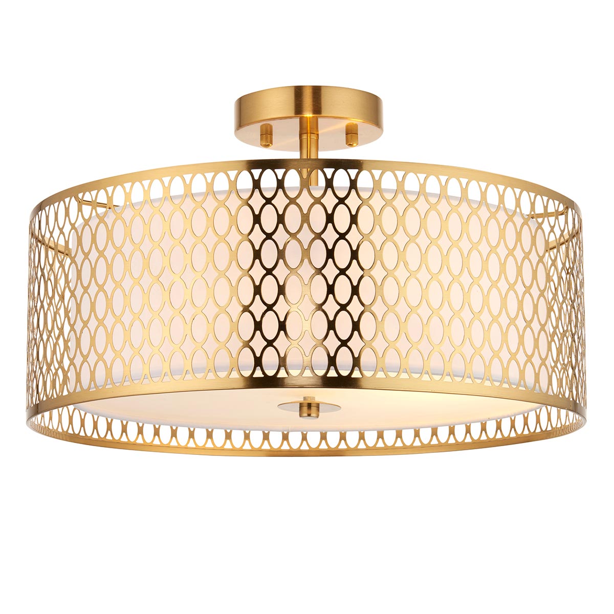 Endon Cordero 3 Light Flush Low Ceiling Light Gold Finish