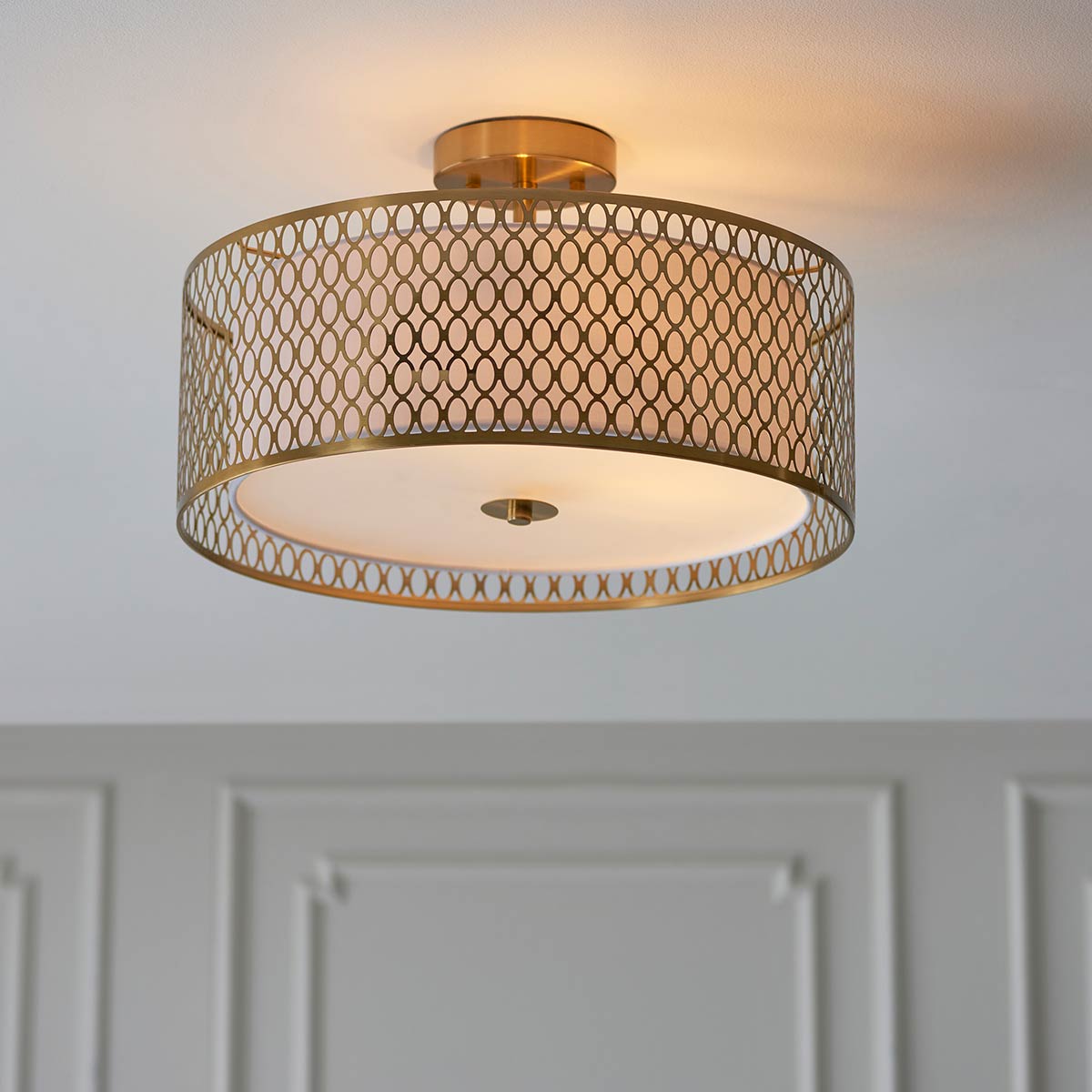 Endon Cordero 3 Light Flush Low Ceiling Light Gold Finish