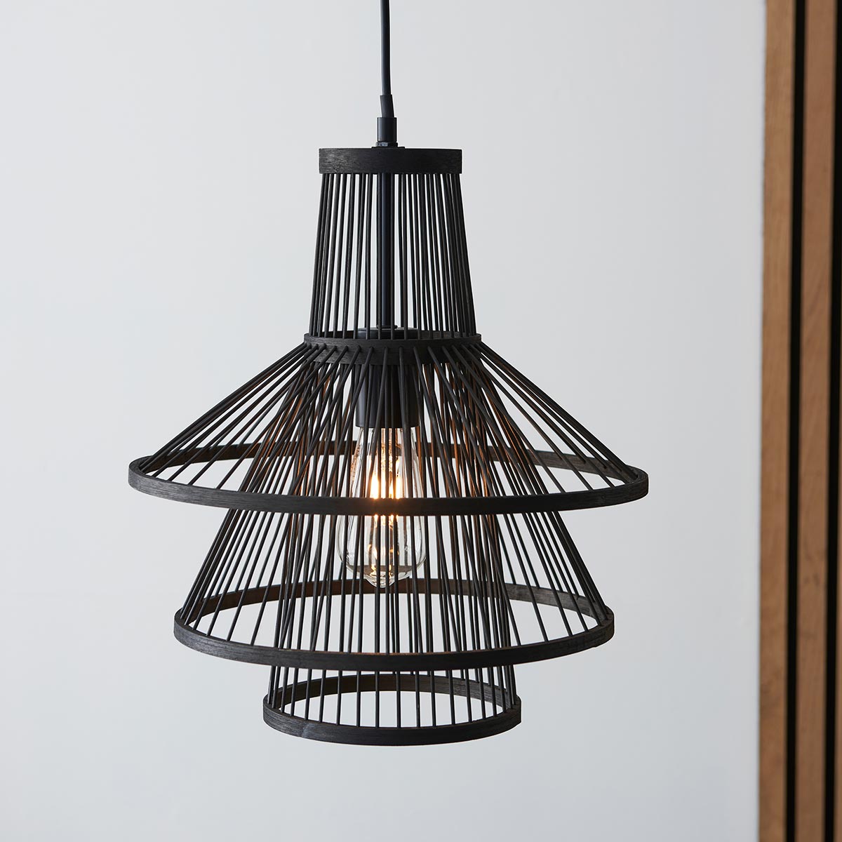 Endon Minato Tiered 1 Light Pendant Dark Bamboo