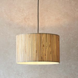 Longshaw single light pendant with natural seagrass shade, main image