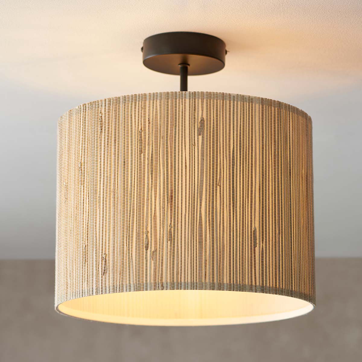 Longshaw Semi Flush Low Ceiling Light Natural Seagrass
