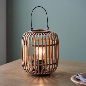 Mathias natural bamboo table lamp on room table