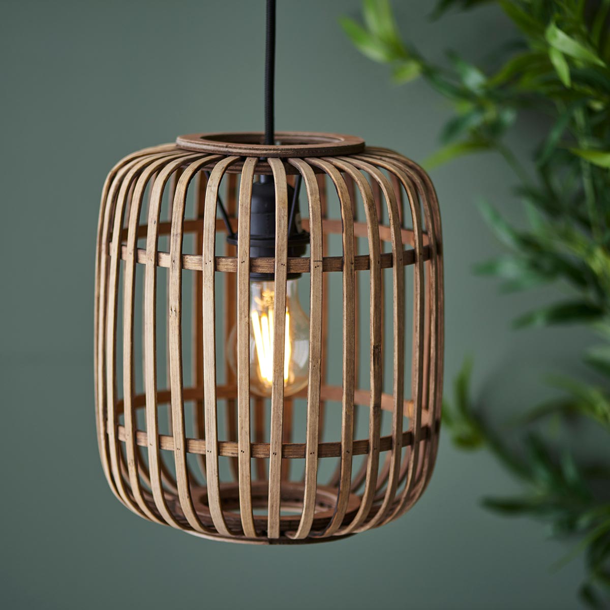 Endon Mathias Single Light Pendant Natural Bamboo