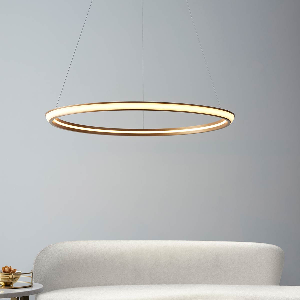 Satin Gold Modern LED Ring Ceiling Pendant Dimmable