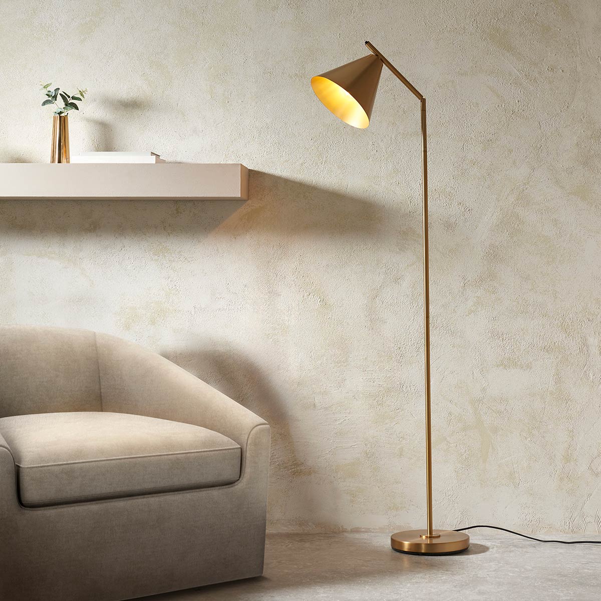 Classic Adjustable Floor Reading Lamp in Antique Brass