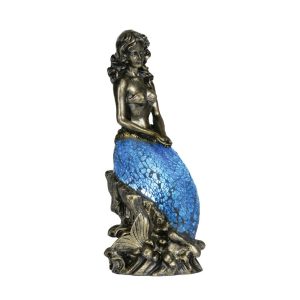 Mermaid novelty Tiffany table lamp in blue mosaic glass