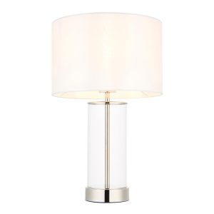 Lessina small touch dimmer table lamp in polished nickel on white background
