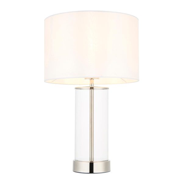 Lessina small touch dimmer table lamp in polished nickel on white background