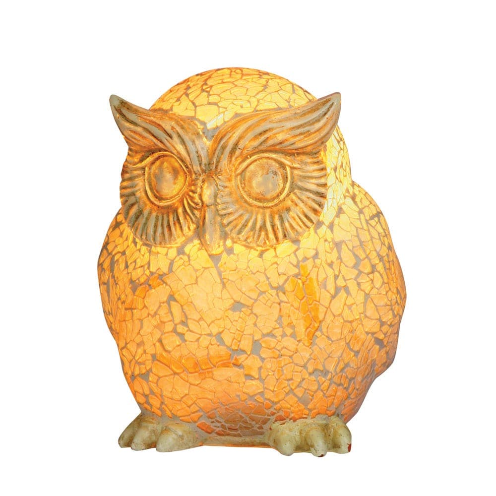Owl  Novelty Tiffany Table Lamp Yellow Mosaic Glass