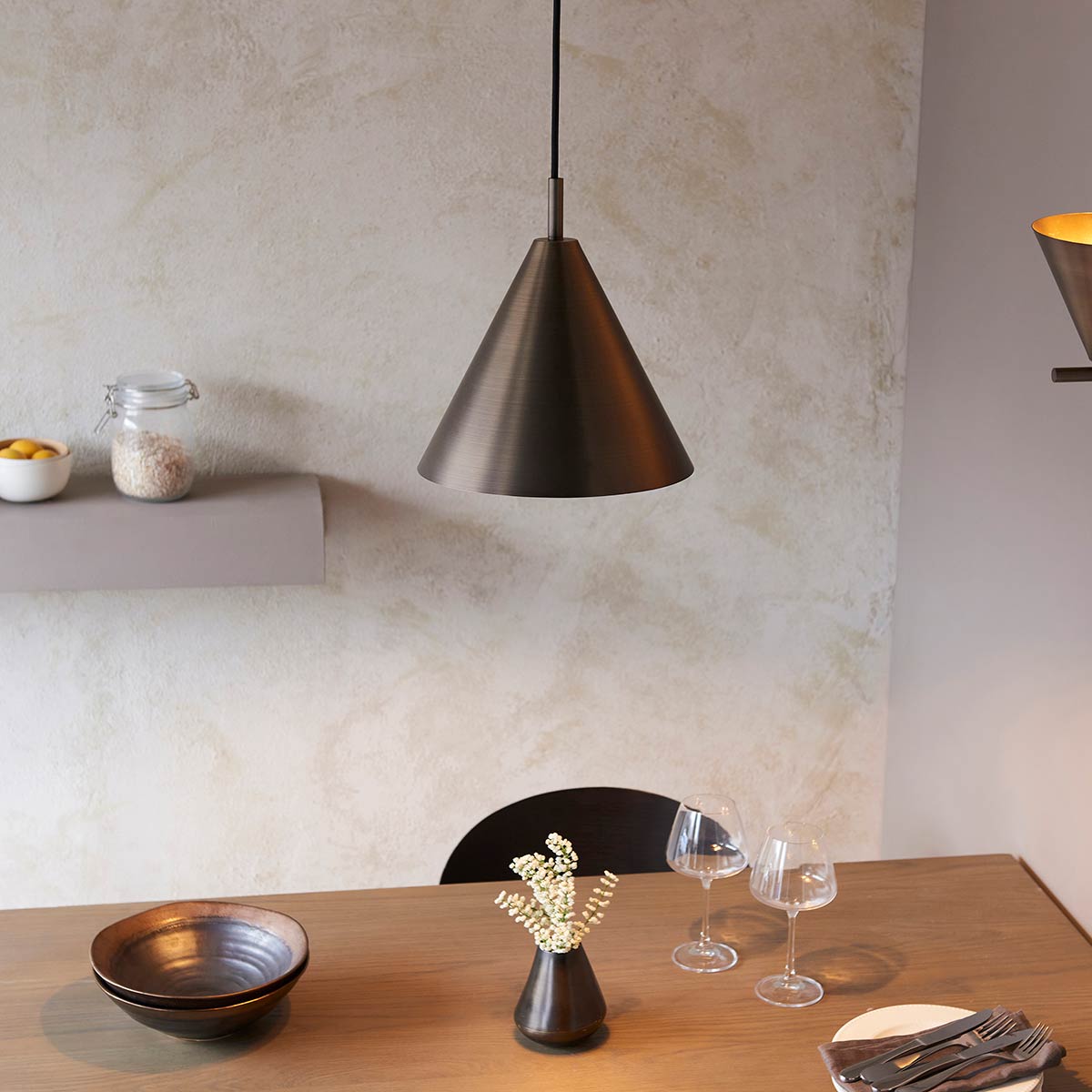 Classic Single Metal Kitchen Pendant Light in Antique Bronze