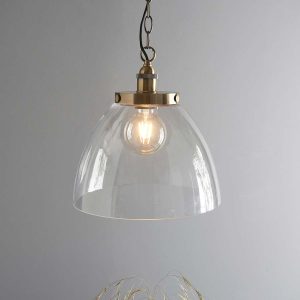 Hansen Grand single antique brass ceiling pendant hanging in room