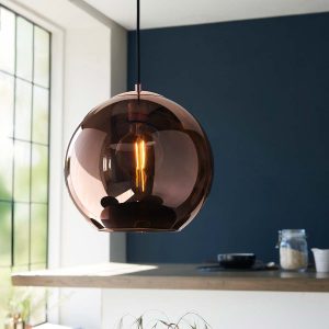 Boli mirrored copper glass ceiling pendant in kitchen setting
