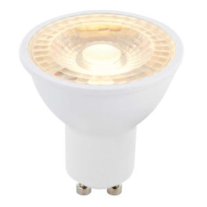 8w SMD dimmable GU10 LED bulb in warm white with 800 lumens, lit