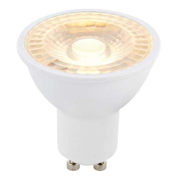 8w SMD dimmable GU10 LED bulb in warm white with 800 lumens, lit