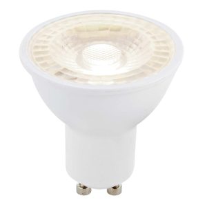 Bright 8w SMD dimmable GU10 LED bulb in cool white with 800 lumens, lit