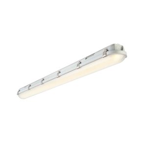 4ft 30W LED non corrosive batten in cool white with 4200 lumens on white background lit