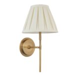 Endon Rennes Antique Brass Wall Light Cream Pleated Shade