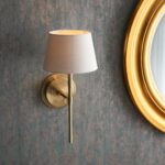 Endon Rennes Antique Brass Wall Light With Ivory Shade