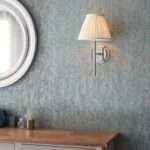 Endon Rennes Polished Nickel Wall Light Cream Pleated Shade